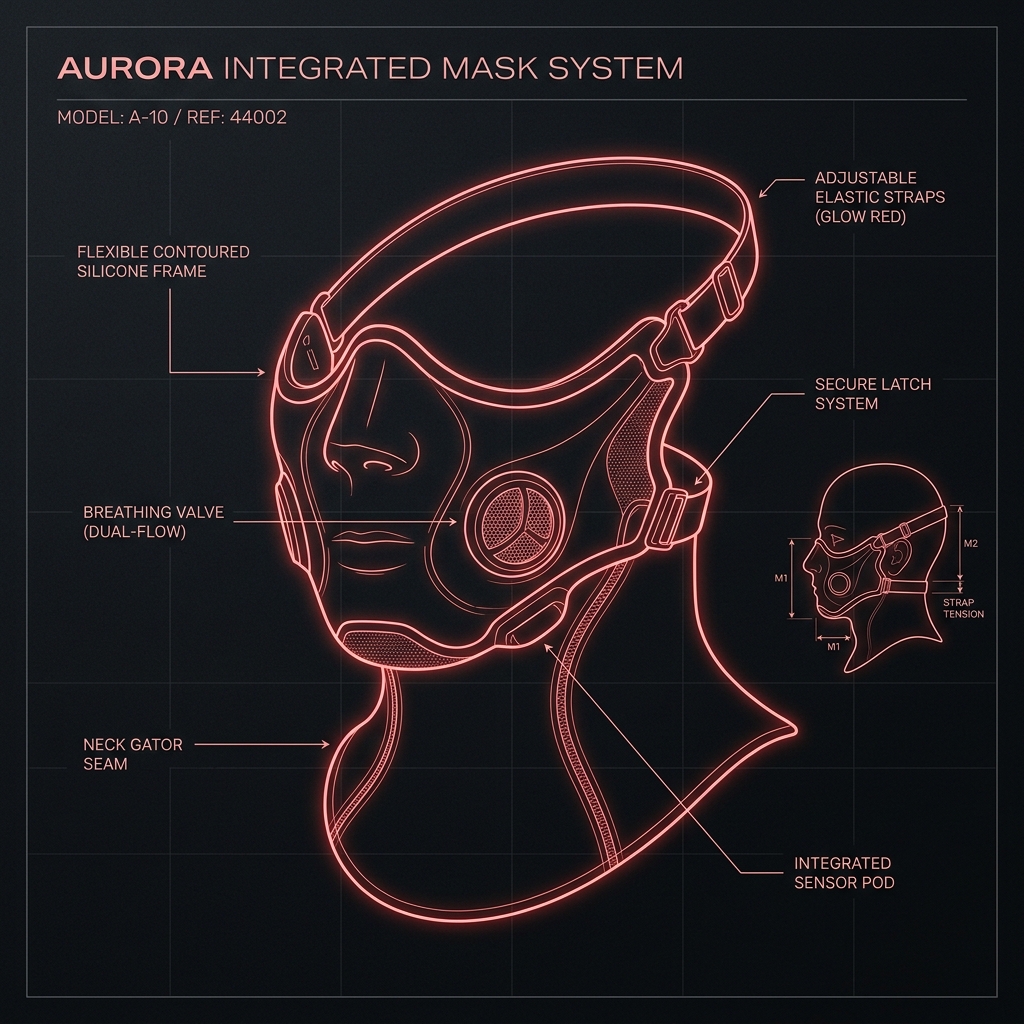 GoLumina Face and Neck Mask coverage zones diagram